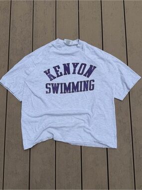Vintage 90s Kenyon Swimming Made in USA College Spellout Shirt Men’s Medium NCAA